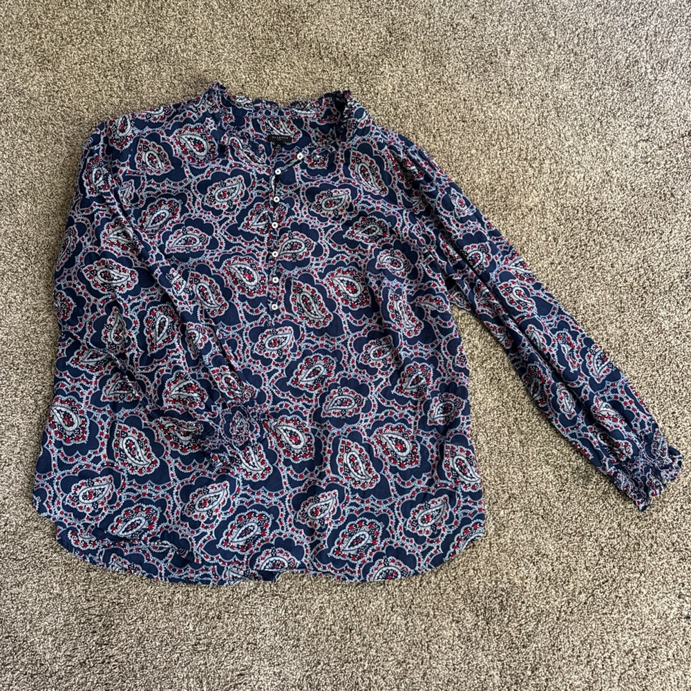 Talbots 2X Paisley Long Sleeve Blouse